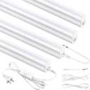 4FT LED Shop Lights, 2300LM 6500K Bright White LED Integrated Fixture, 20W Linkable Garage Light, Ceiling and Cabinet Light with ON/Off Switch, Workshop, Basement, FCC Certified, 4 Pack