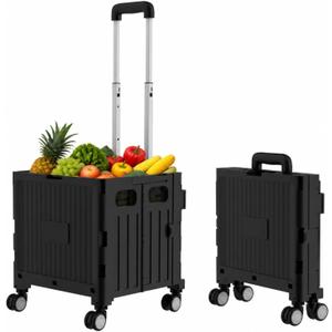 Foldable Shopping Cart with Wheels: Small Rolling Utility Crate