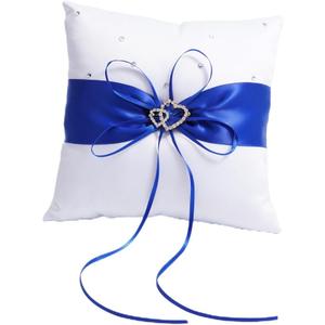 QIRMIZI Ring Pillow,Pearls Ring Cushion, Ring Bearer, Ring Holder for Beach Wedding, Wedding Ceremony, Proposal,Blue, White, R04 (Pack of 1)