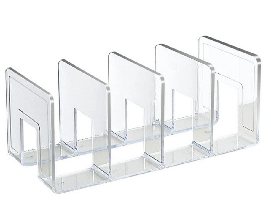 Clear Acrylic File Organizer for Desk,Happon 4 Sections Acrylic Desktop Organizer Holder Sorter,Book Paper Storage Dividers Envelope Vertical File Stand for Office Supplies