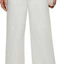 GRACE KARIN Women Wide Leg Pants High Waist Stretchy Pants Dressy Business Work Casual Trousers with Pockets (X-Large, White)