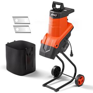 AIVOLT Wood Chipper Shredder 1800w Electric Leaf Mulcher Shredder with Collection Bag 1.8-inch Cutting Diameter 15-Amp for Mulching, Composting and Yard Cleanup