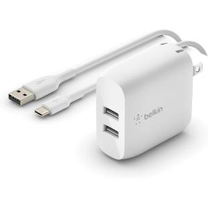 Belkin 24W Dual Port USB Wall Charger w/ USB-C Cable Included - Fast Charging iPhone 16 Charger for Power Bank, iPad & iPad Pro, Samsung Galaxy S25, Google Pixel, & More