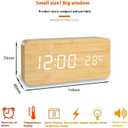 Battery Powered Digital Clock for Bedroom and Living Room Decor, Nightstand Clock with Voice Control Function Dual Display Time(12/24h) and Temperature(C/F), Office Wood Dcor(Wooden)