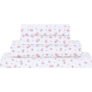 Modern Threads Silky Soft Microfiber and Wrinkle Free Sheets - Luxurious Microfiber Bed Sheets Includes Flat Sheet, Fitted Sheet with Deep Pockets, & Pillowcases Ivory, Queen (17 Roses on Ivory)