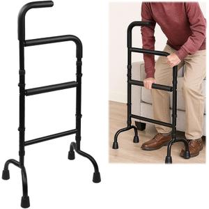 Adjustable Stand Assist for Elderly - 2-in-1 Standing Rail & Walking Cane with Anti-Slip Handle, 300lb Capacity - Ideal for Daily Living