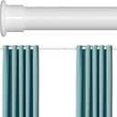 Tension Curtain Rod 43-124 Inches Extra Long White Heavy Duty Tension Rods Adjustable Curtain Rod No Drilling Spring Loaded Tension Rod for Windows Patio Hold Up Blackout Curtains and Non Slip