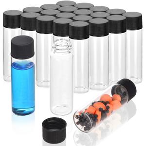 BIGLEE 100PCS Clear Small Glass Vials with Screw Caps (Clear, 3ML)
