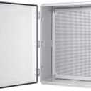 Gratury Junction Box, IP67 Waterproof Plastic Enclosure for Electrical Project, Hinged Grey Cover, Includes Mounting Plate and Wall Bracket (Transparent Cover, 20"16.1"7.9")