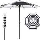 Abba Patio 9FT Lyon Outdoor Patio Umbrella Outdoor Table Umbrella with Crank Market Umbrella 8 Sturdy Ribs UV Protection Waterproof and Push Button Tilt for Garden Deck Backyard Pool,Black & White Stripe