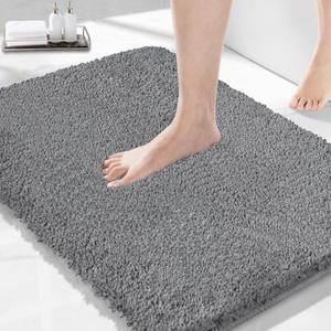Dark Gray Bathroom Rugs Mat 27.5"x19.6", Extra Soft Absorbent Thick Shaggy Bath Mat, Non Slip Quick Dry Bath Mat, Machine Washable bath rugs for bathroom, Microfiber Rugs for Shower Bathtubs
