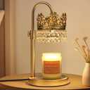 Candle Warmer Lamp with Timer Dimmer Adjustable Height with 2 Bulbs Crystal Candle Lamp Elegant Home Decor for Valentine's Day Gift Wax Melt Warmers for Women Birthday Gift (Gold)