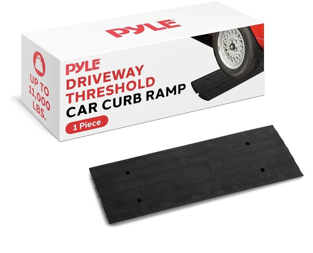 Pyle Car Driveway Curbside Bridge Ramp - Heavy Duty Rubber Threshold Curb Ramp, Used for Loading Dock, Garage, Sidewalk, Truck, Scooter, Bike, Motorcycle, Wheelchair Mobility, Other Vehicle -