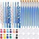 Treela 48 Pcs DIY Candle Painting Kit, 10 Inch Candlesticks, Acrylic Paint Strips, Palettes, Painting Brushes for Summer Pool Beach Party Adult Crafts, Blue Birthday Wedding Home Decor(Blue,White)