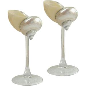 LYFJMUS 2 Pcs Seashell Wine Glasses Wedding Wine Glasses Conch Cup Martini Cocktail Glass Cup for Birthday Wedding Beach Bridesmaids Anniversary Party