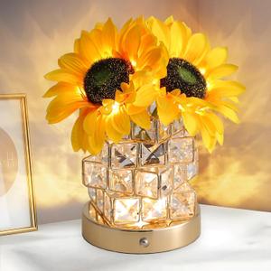 Birthday Gifts for Women,Sunflower Flower Touch Lamp,Rechargeable Cordless 3-Colour Dimming Small Night Light for Festival,Restaurant,Bedroom Housewarming Gifts for Mom (Yellow Sunflowers-MF)
