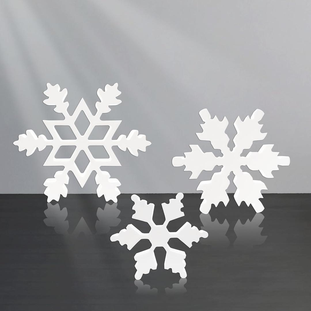 AWISBI 3 Pieces Winter Farmhouse Wooden Snowflake Decor Indoor Winter Decor Christmas Decorations