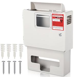 Geiserailie Wall Mount Locking Cabinet with Glove Box for 5 Qt Sharps Container, Sharps Box Not Included(1 Set)