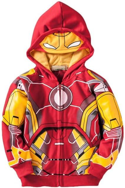 LEMONBABY Little Kids Boys Cool Jacket Sweatshirt Hoodie Coat Costume (5T, Ironman)
