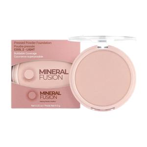 Mineral Fusion Pressed Powder Foundation - Matte Finish Face Powder for Fair-Medium Skin with Pink/Red Undertones - Age Defying Natural Makeup - Talc Free, Vegan, Hypoallergenic (Cool 2)