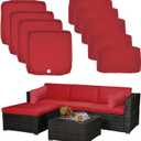 9 Pack Patio Cushion Covers Set Outdoor Furniture Cushion and Pillow Cover Replacement Fit for 5 Pieces 4-Seater Wicker Rattan Patio Sectional Sofa Chair Couch Set,Red-Cover Only (Large)