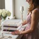 Jewelry Box For women, 3 Layer Large Jewelry Organizer With Acrylic, Multi-Function Storage Box, Accessory Holder With 3 Drawers, For Earrings Necklace Ring Bracelet