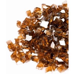 GASPRO 20 lbs Fire Glass for Propane Fire Pit, 1/2-Inch Reflective Fireplace Glass Rocks for Fire Pit Table, Copper