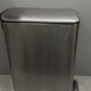 Home Zone Living 13 Gallon Slim Kitchen Trash Can with Dual Compartments for Trash and Recycling, Soft Close Lid, Step Pedal, Stainless Steel, Silver