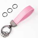 Turcee Leather Car Keychain,Creative Personality Leather Key Fob Replacement,Car Accessories Universal Key Fob Keychain for Men and Women (Pink)