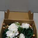 Wedding Bridesmaid Bouquets Set of 2, Artificial Silk Flowers Arrangement for Ceremony Marriage Proposal Party Anniversary Decorations - Emerald Green & Gold & White