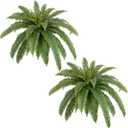 48in UV Resistant Artificial Ferns for Outdoors Large, Realistic Fake Boston Fern with Full Multiple Silk Fronds, Faux Boston Fern for Porch Outdoors, Garden or Hanging, 2 Pack