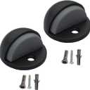 QCAA Low Dome Floor Door Stop, H 25.4 x Diameter 44.5mm, Zinc Die Cast, Matte Black, 2 Pack, Made in Taiwan