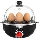 OSTBA Egg Cooker, 7-Egg Electric Boiler with Manual Switch, Overheat Protection, Mini Food Steamer for Soft, Medium & Hard Eggs, Easy to Clean, Portable, Black