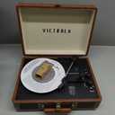 Victrola Journey Bluetooth Portable Suitcase Record Player  with Built-in Speakers, 3 Speed Vinyl Record Player, RCA Out, Headphone Jack (Brown)