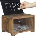 MyGift Solid Burnt Wood Suggestion Box with Lock, Interchangable Chalkboard and Acrylic Sign Holders, Comment Box Ballot Tip Collection School Fundrasing Dropbox