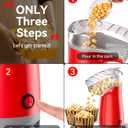 5.0Health Upgrade - Popcorn Machine,Butter Melter.3-Minute Quick Po Pcorn Popcorn maker,Oil-Free And EasyTo Clean. Air Popcorn Machine - Perfect For Family Movie Nights And Kids' Parties,Bright red