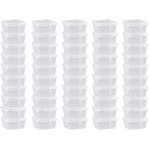 Plastic Souffle Cups,Disposable Clear Leak Proof Sauce Cup With Hinged Lid,Used for Various Sauces,Food Samples,Storage Crafts,2 OZ,Square 50 Pieces Plastic Souffle Cups,Disposable Clear Leak Proof Sauce Cup With Hinged Lid,Used for Various Sauces,Food Samples,Storage Crafts,2 OZ,Square 50 Pieces
