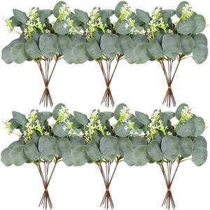 Homaisson 40 Pcs Faux Eucalyptus Stems, Artificial Green Eucalyptus Leaves for Home and Office Decor, 12.5 in High, Perfect for Wedding and Table Decorations