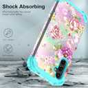 Hocase for Galaxy A14 5G Case, Heavy Duty Shockproof Protection Soft Silicone Rubber Bumper+Hard Plastic Hybrid Protective Case for Samsung Galaxy A14 5G (6.6"" Display) 2023 - Purple/Pink Flowers