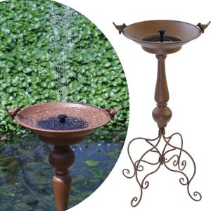 15.4" W*31.5" H Solar Fountain Bird Bath with Metal Stake, Vintage Metal Bird Baths for Outdoors, Garden Lawn Yard Decor