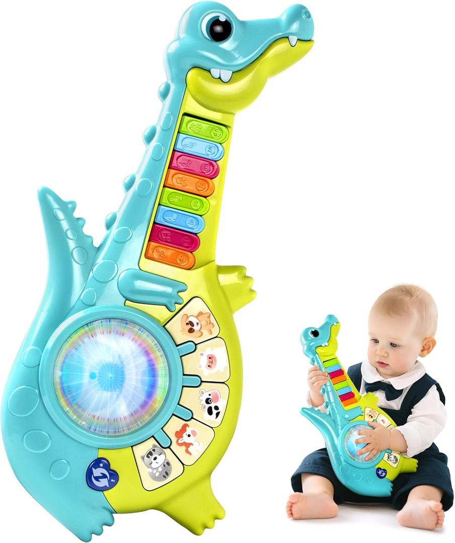 Marstone Toddler Toys for 1 2 Year Old Boy Gift: Baby Musical Toys 12-18 Months, Educational Learning Piano Guitar for Baby 1-3 with Animals and Sounds, 1st First Birthday Gifts for Kids, Girls