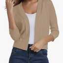Urban CoCo Women's 3/4 Sleeve Cropped Cardigan Sweater Elegant Shrugs for Women, XL