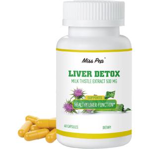 2 x Milk Thistle,500 Mg Milk Thistle Supplement Per Capsule,Liver Health Support,Vegan and Non-GMO, 60 Capsules(1 Bottle)