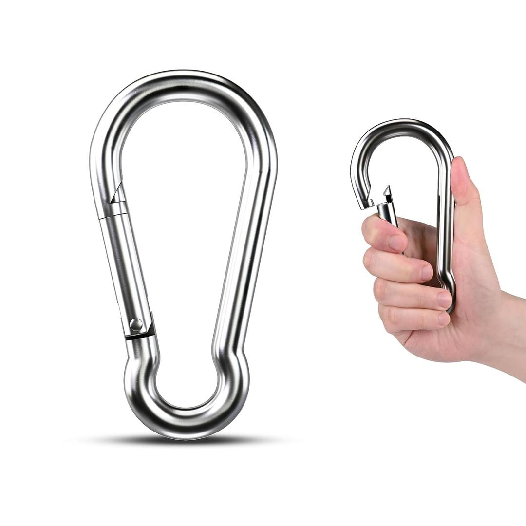 Large Carabiner Clip Hooks, 1pc 7 inch Carabiner Heavy Duty, 304 Stainless Steel Spring Snap Hook Fits Camping Hanging Hiking Weight Lifting, Metal Clips for Rope or Chain (M14-7.00")