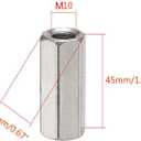 2 x 2PCS M10 X 1.5-Pitch 45mm Length 304 Stainless Steel Metric Hex Coupling Nut
