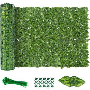 Artificial Ivy Privacy Fence Wall Screen, 120"x40" Artificial Hedges Fence, Anti-Ultraviolet Artificial Faux Ivy Hedge for Outdoor, Garden Decor, Watermelon Leaves