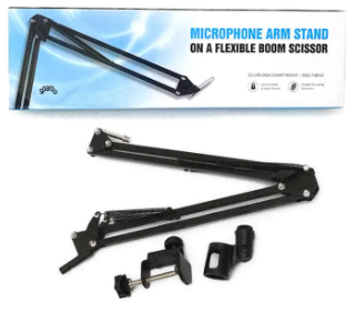 GLEAM Microphone Arm Stand On A Flexible Boom Scissor Bonus Microphone cover