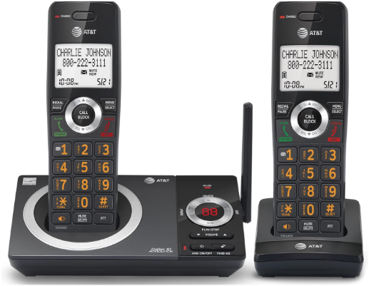 AT&T DL72219 DECT 6.0 2-Handset Cordless Phone for Home with Connect to Cell, Call Blocking, 1.8" Backlit Screen, Big Buttons, intercom, and Unsurpassed Range