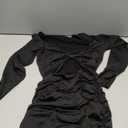 Women's Sexy Bodycon Deep V Neck Long Sleeve Cut Out Club Mini Dress (Black)