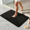 TYUU Black Bathroom Rug, Ultra Soft Bath Rugs Non Slip Washable, Super Absorbent Quick Dry Bath Mat with Rubber Backing for Bathroom Floor, Shower, or Sink, Black 24" x 36"